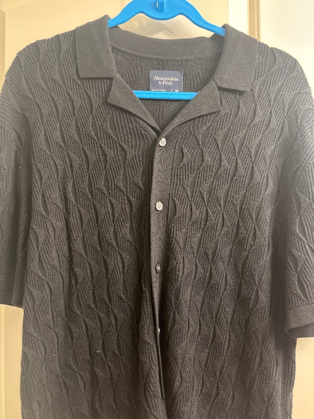 Great dark navy blue button up sweater T-shirt